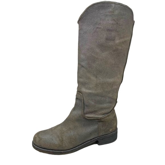 BELLE by Sigerson Morrison IMALI Solana Metallic Distressed Suede Riding‎ Boots - Picture 4 of 13